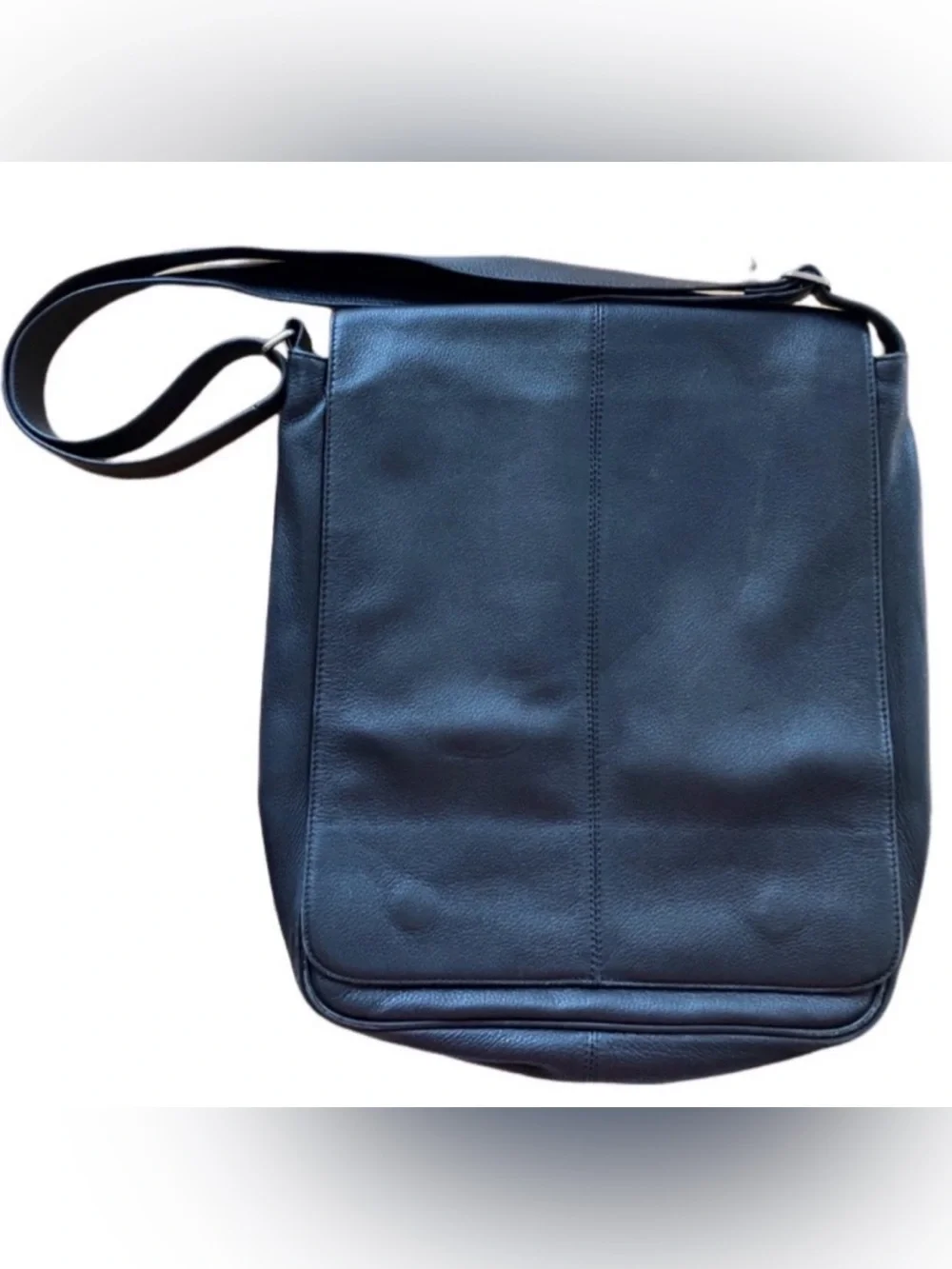 Osgoode Marley Black Leather Vertical Crossbody Messenger Computer Commuter Bag